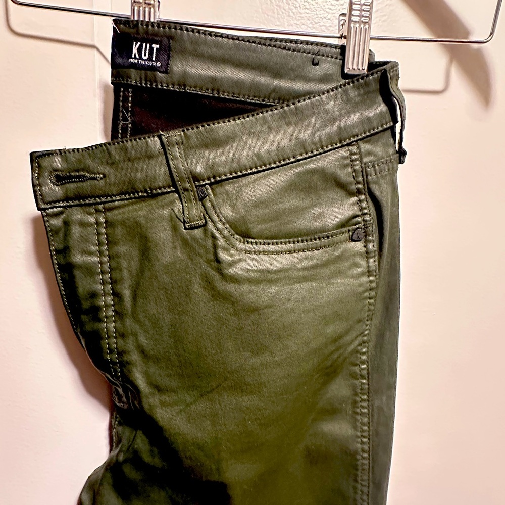 KUT from the cloth green faux leather pants